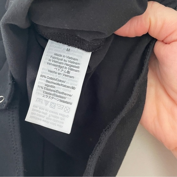 J. Crew Bodysuit Medium Black Mock Turtleneck Buttons - Picture 7 of 8